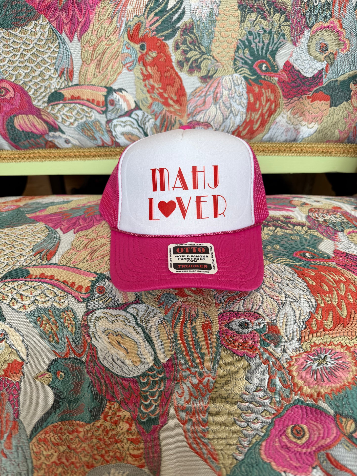 Mahj Lover Trucker- White/Pink