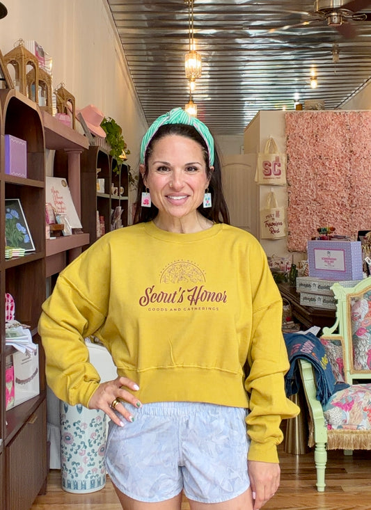 SH Mustard/Brown Arc Cropped Sweatshirt