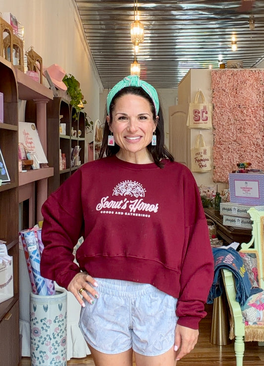 SH Maroon/Pink Arc Cropped Sweatshirt